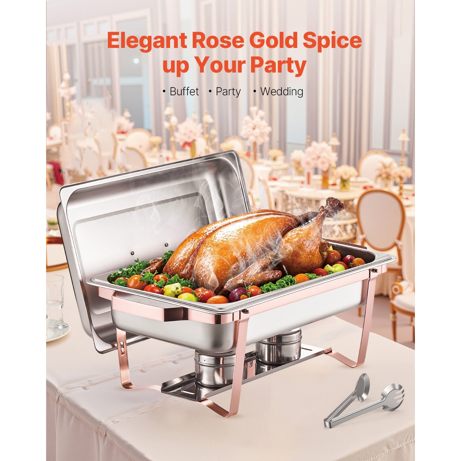 8 Qt 2 Pack Rectangle Chafing Dish Buffet Set Full Size Pan Stainless Steel_voghion.com